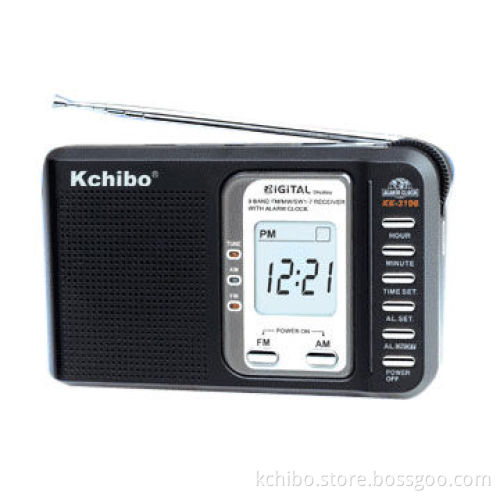 FM/MW/SW1-7 Digital 9-Band Clock Radio with LCD Screen and Timing Function
